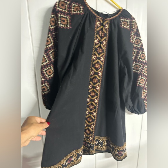 Zara Black Dress with Gold Embroidery - Picture 2 of 5